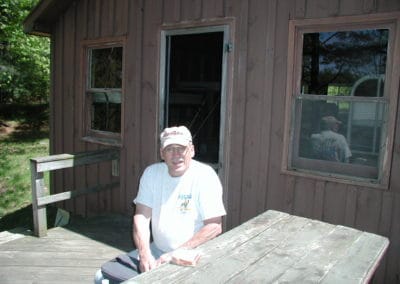 Deck at 10 Mile Camp overlooks river